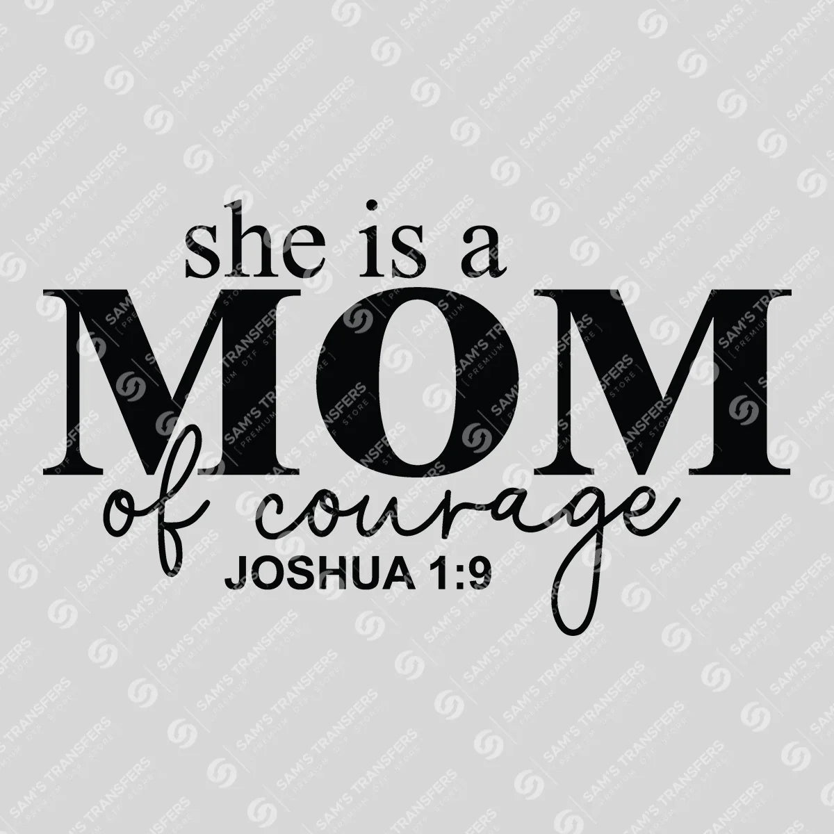 Apparel featuring a Mom of Courage-themed DTF transfer.