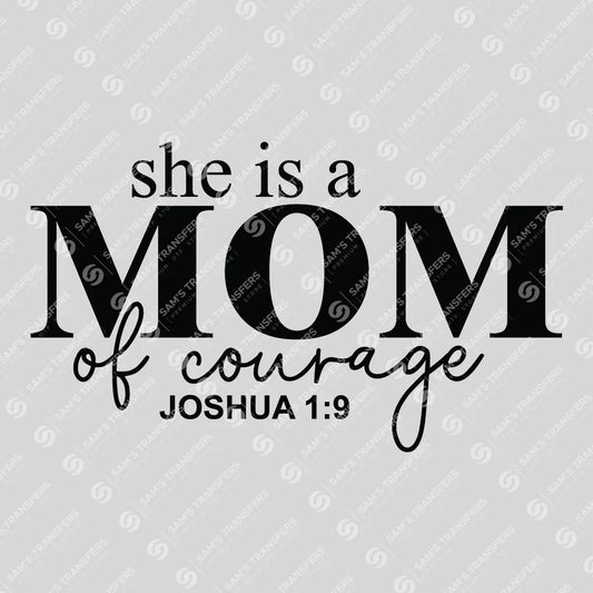 Apparel featuring a Mom of Courage-themed DTF transfer.