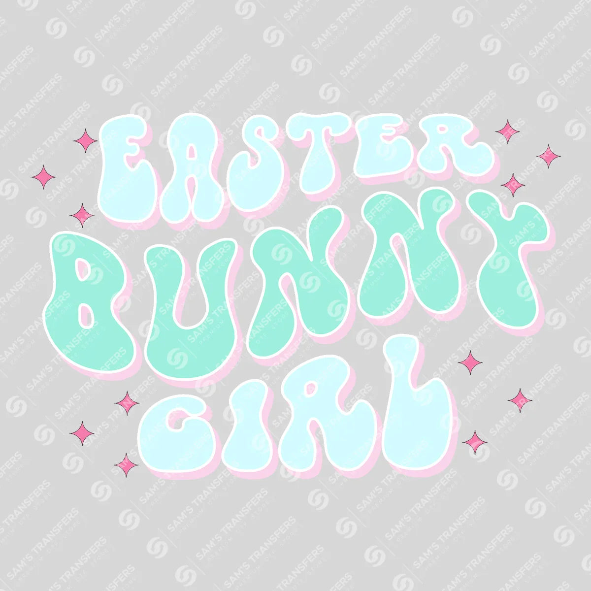 Apparel featuring a Easter Bunny Girl-themed DTF transfer.