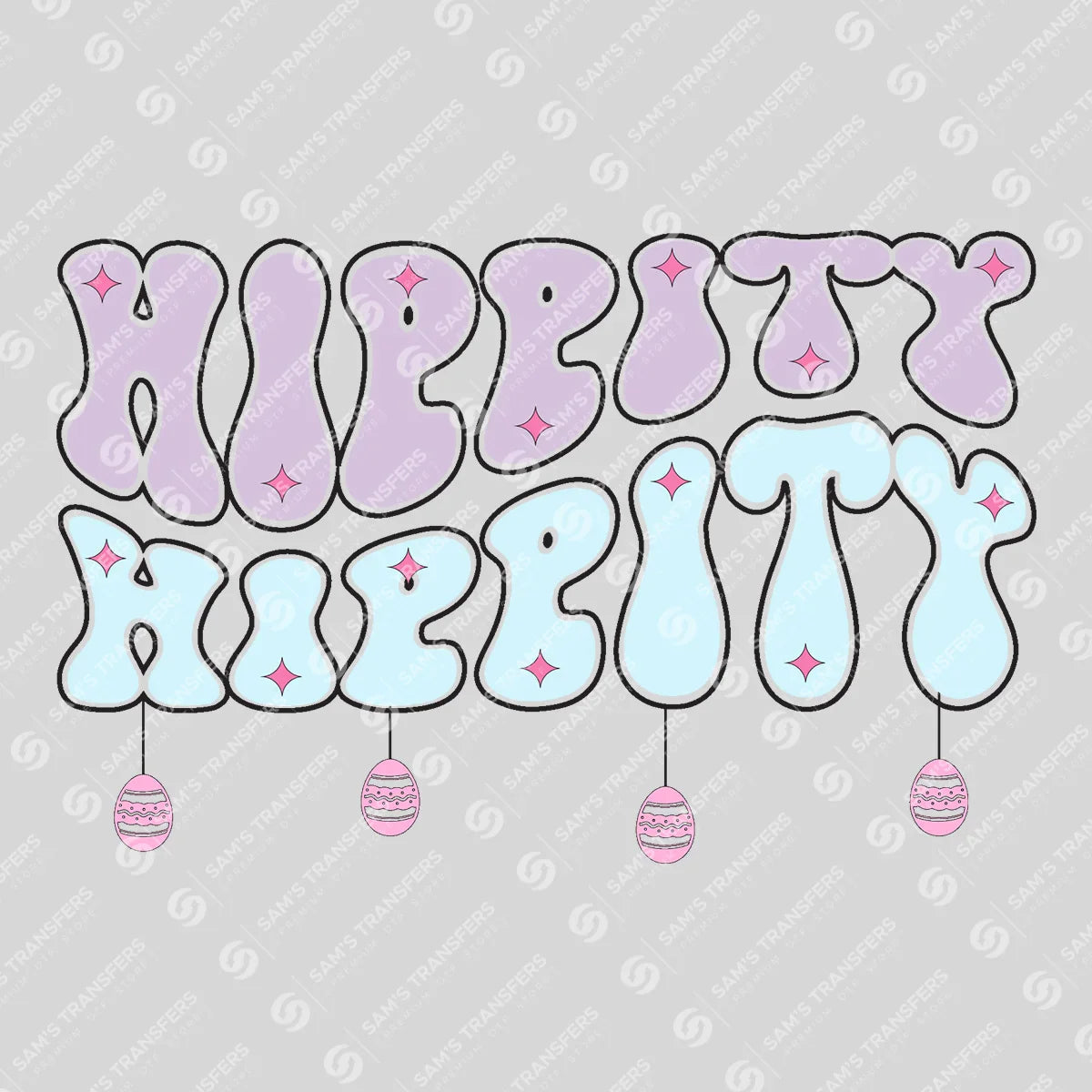 Apparel featuring a Hippity Hoppity-themed DTF transfer.