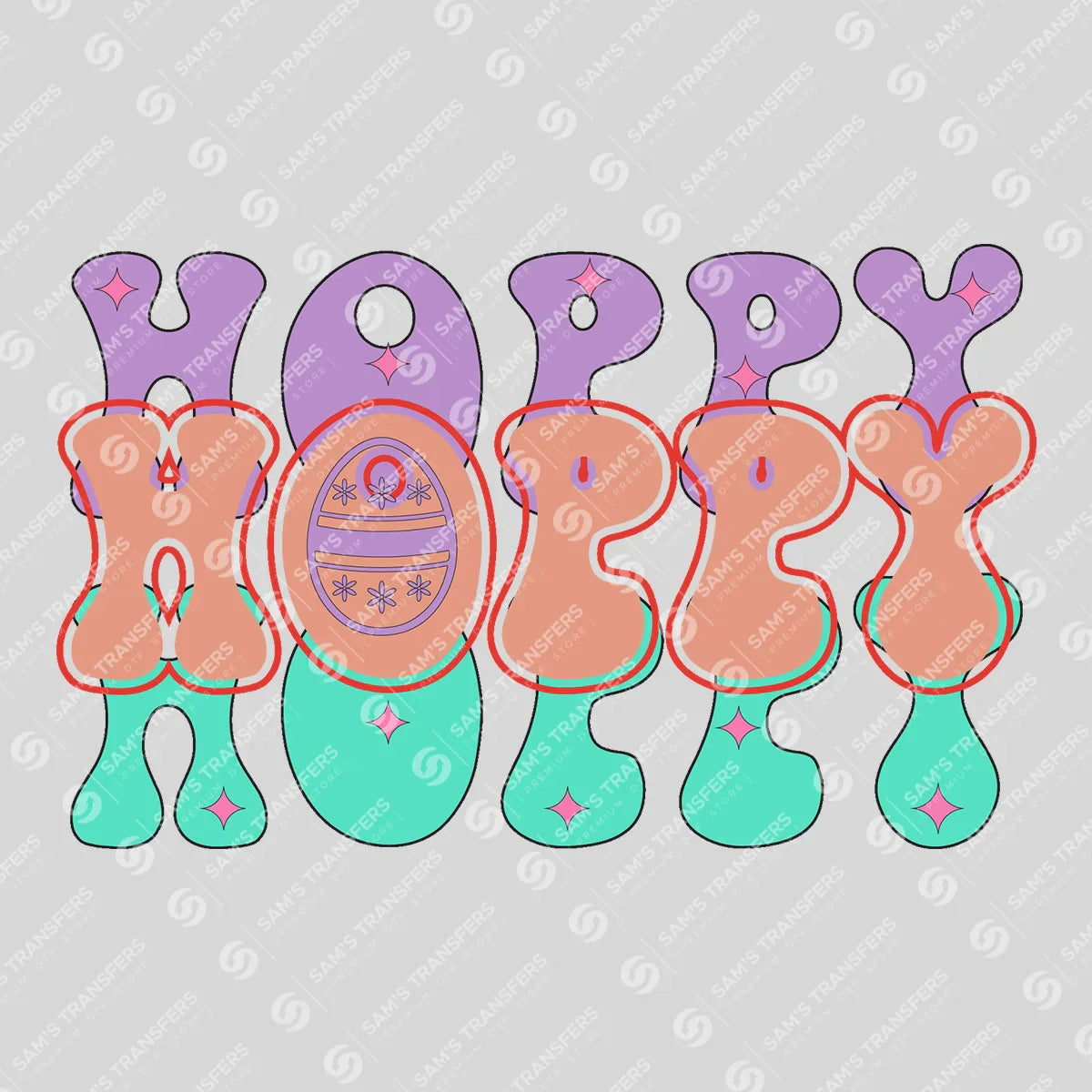Apparel featuring a Hoppy Easter-themed DTF transfer.