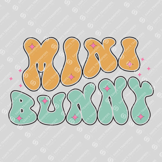 Apparel featuring a Mini Bunny-themed DTF transfer.