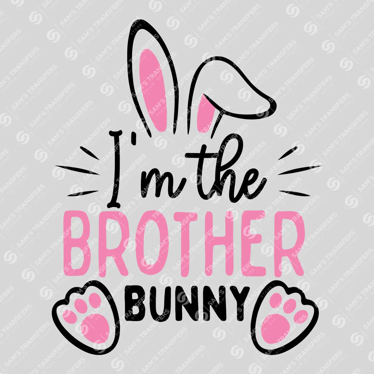 Apparel featuring a I'm the Brother Bunny-themed DTF transfer.