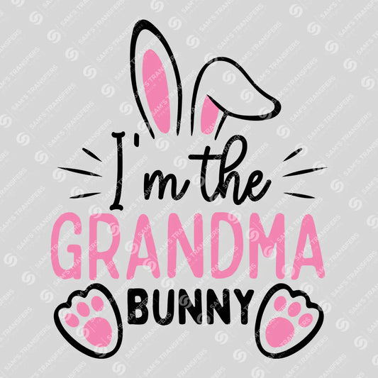 Apparel featuring a I'm the Grandma Bunny-themed DTF transfer.