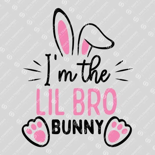 Apparel featuring a I'm the Lil Bro Bunny-themed DTF transfer.