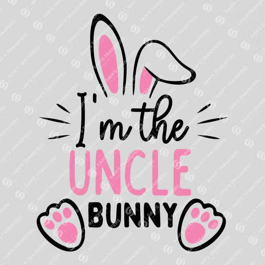 Apparel featuring a I'm the Uncle Bunny-themed DTF transfer.