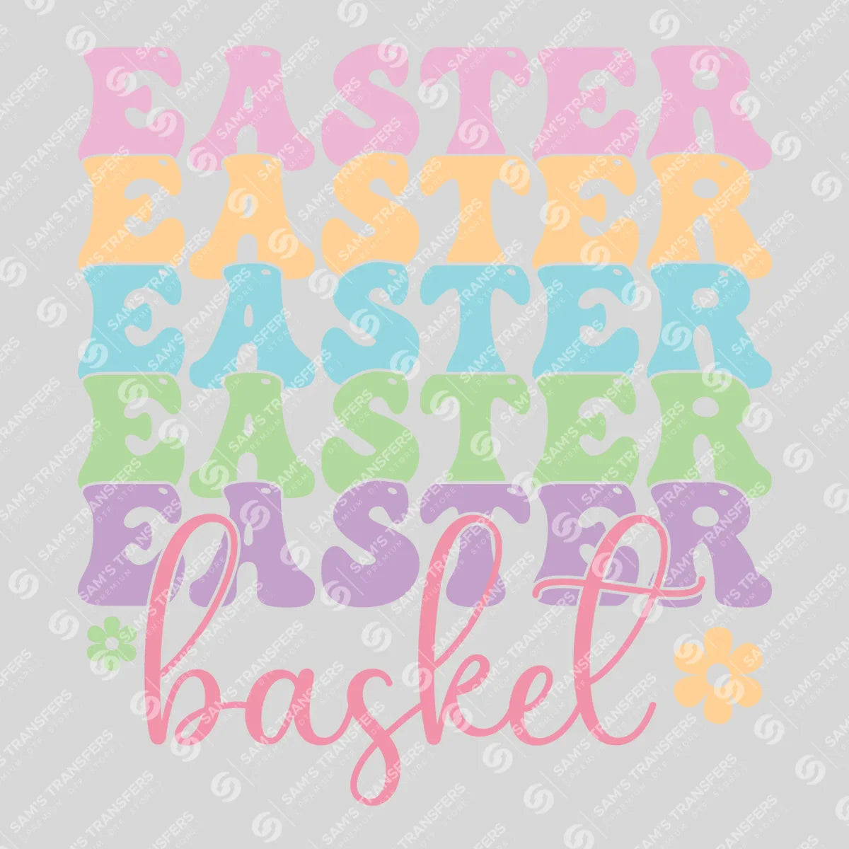 Apparel featuring a Retro Easter Basket-themed DTF transfer.