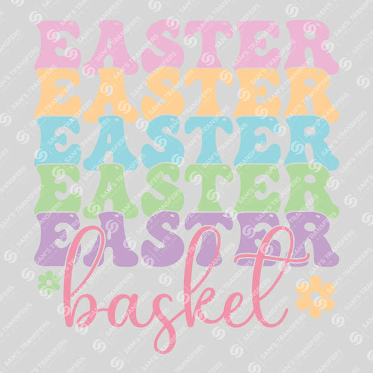 Apparel featuring a Retro Easter Basket-themed DTF transfer.