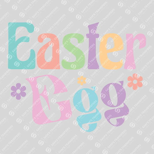 Apparel featuring a Easter Egg-themed DTF transfer.