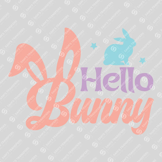 Apparel featuring a Hello Bunny-themed DTF transfer.