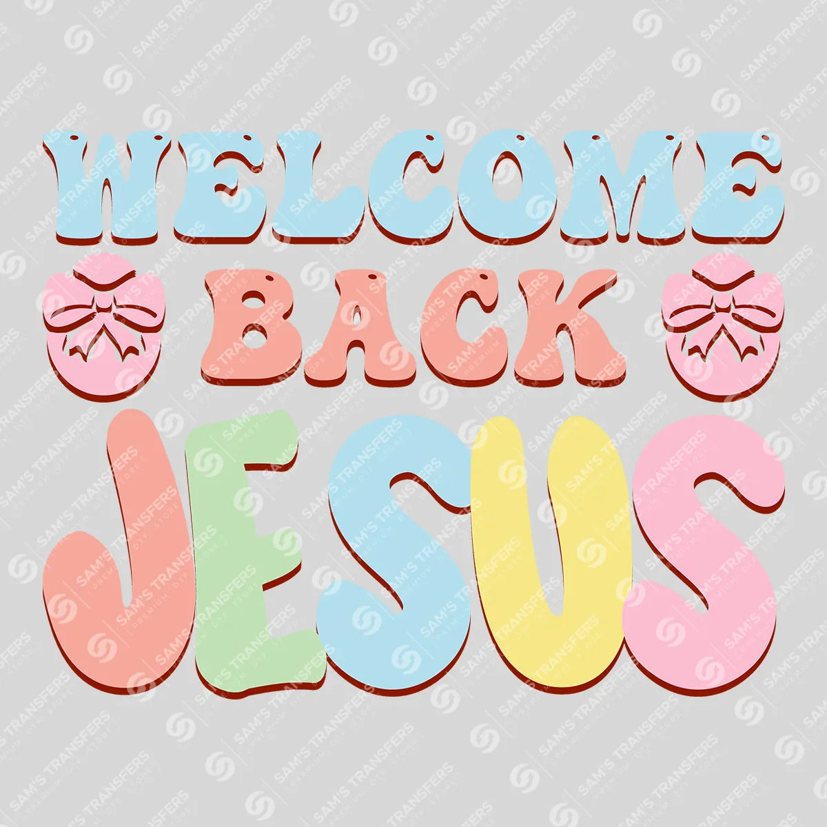 Apparel featuring a Welcome Back Jesus-themed DTF transfer.