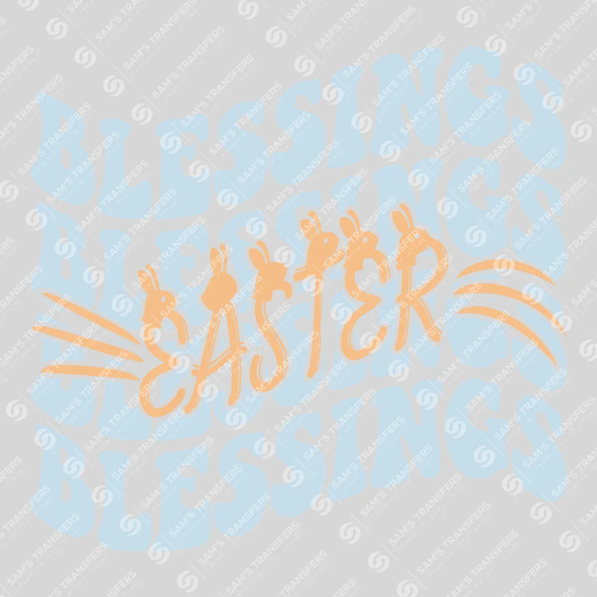 Apparel featuring a Easter Blessings-themed DTF transfer.