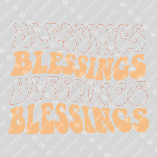 Apparel featuring a Blessings-themed DTF transfer.