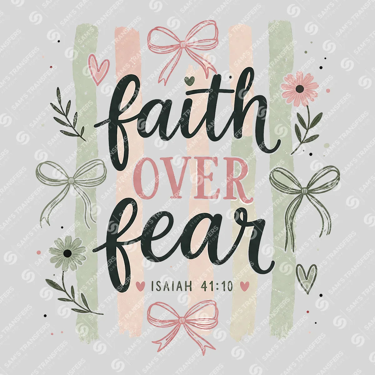 Apparel featuring a Faith Over Fear-themed DTF transfer.
