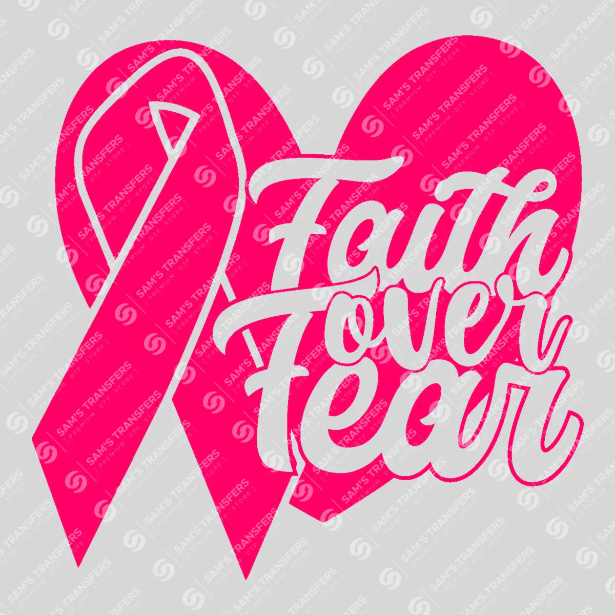 Apparel featuring a Faith Over Fear-themed DTF transfer.