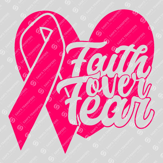 Apparel featuring a Faith Over Fear-themed DTF transfer.