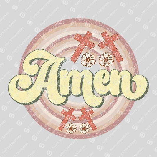 Apparel featuring a Amen-themed DTF transfer.