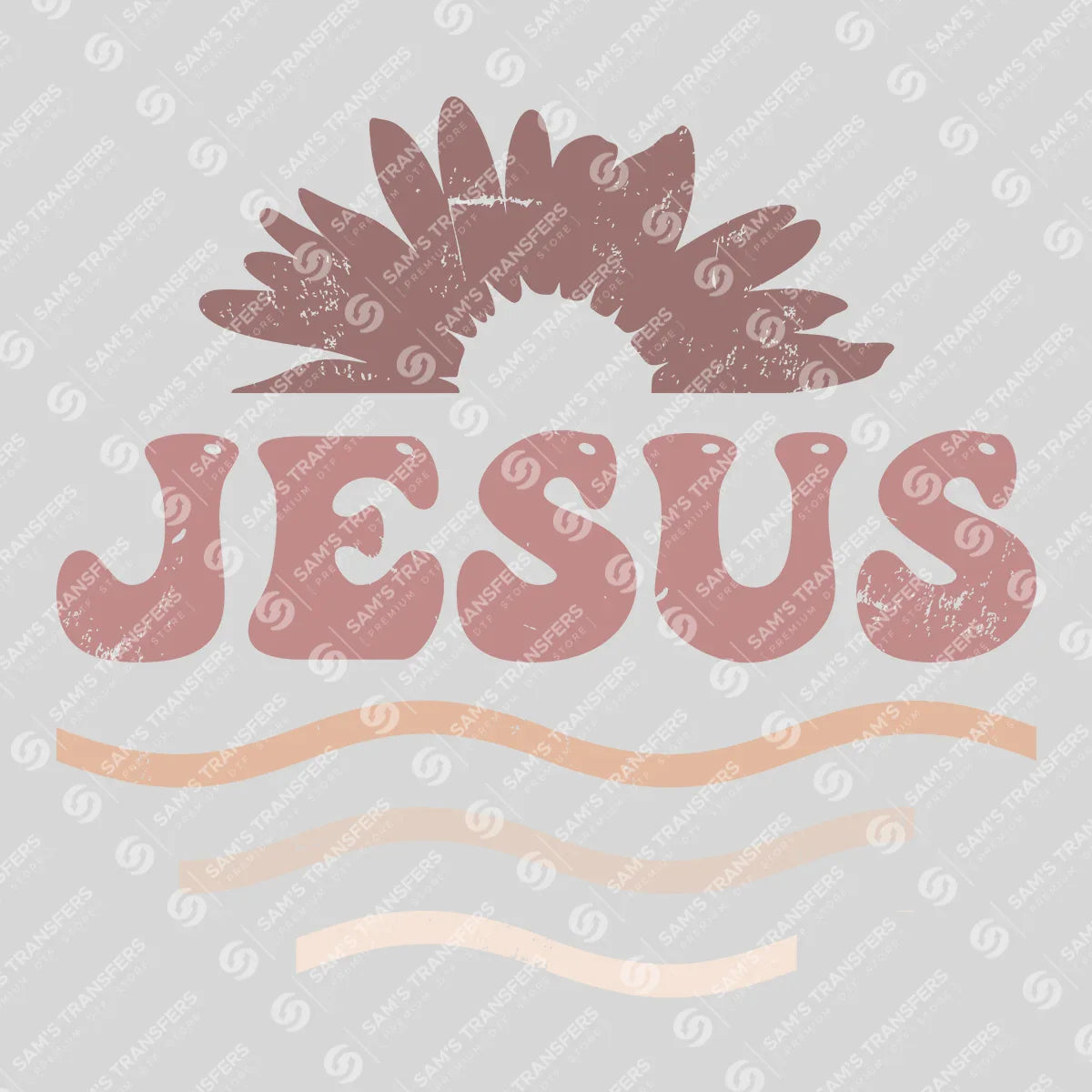 Apparel featuring a Jesus-themed DTF transfer.