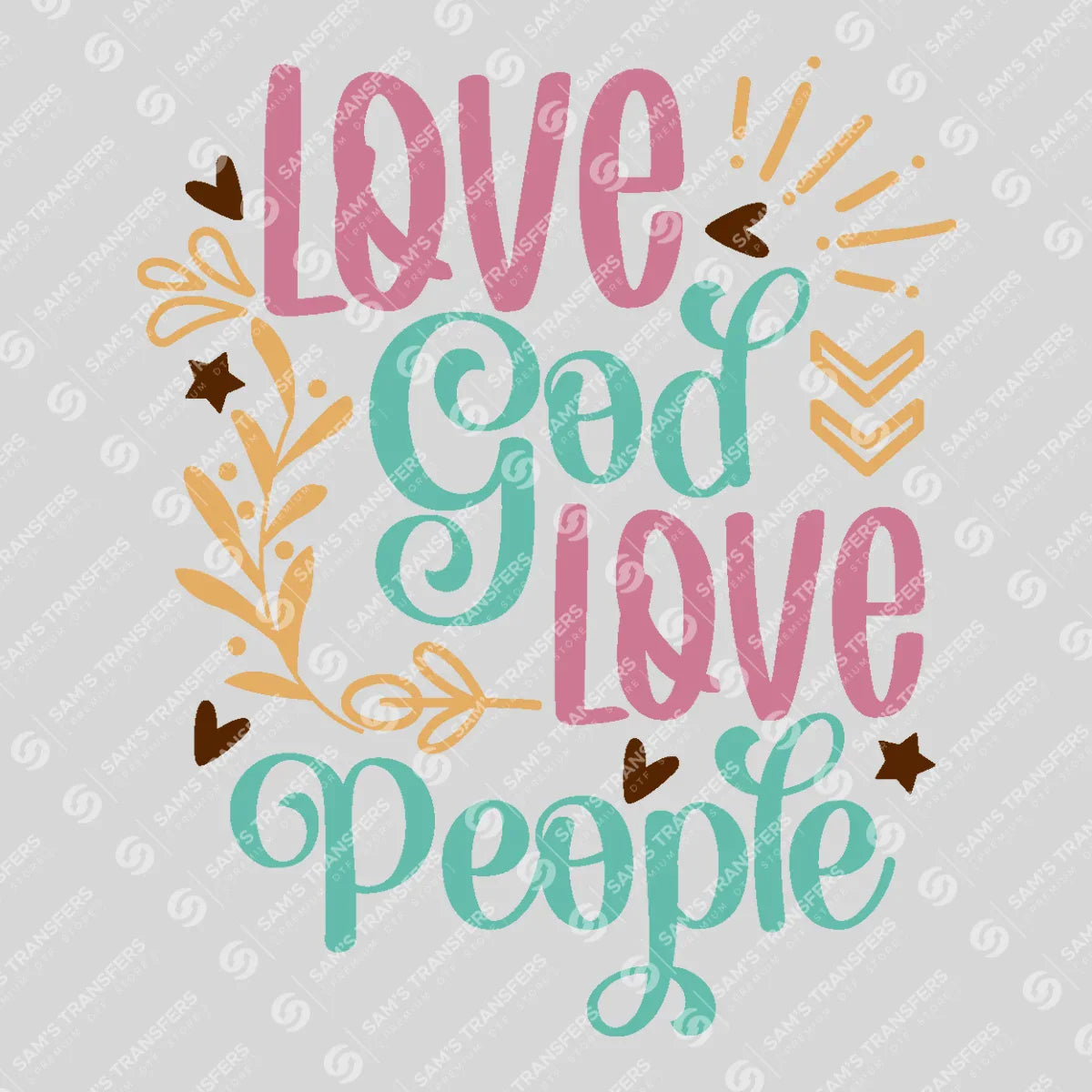 Apparel featuring a Love God Love People-themed DTF transfer.