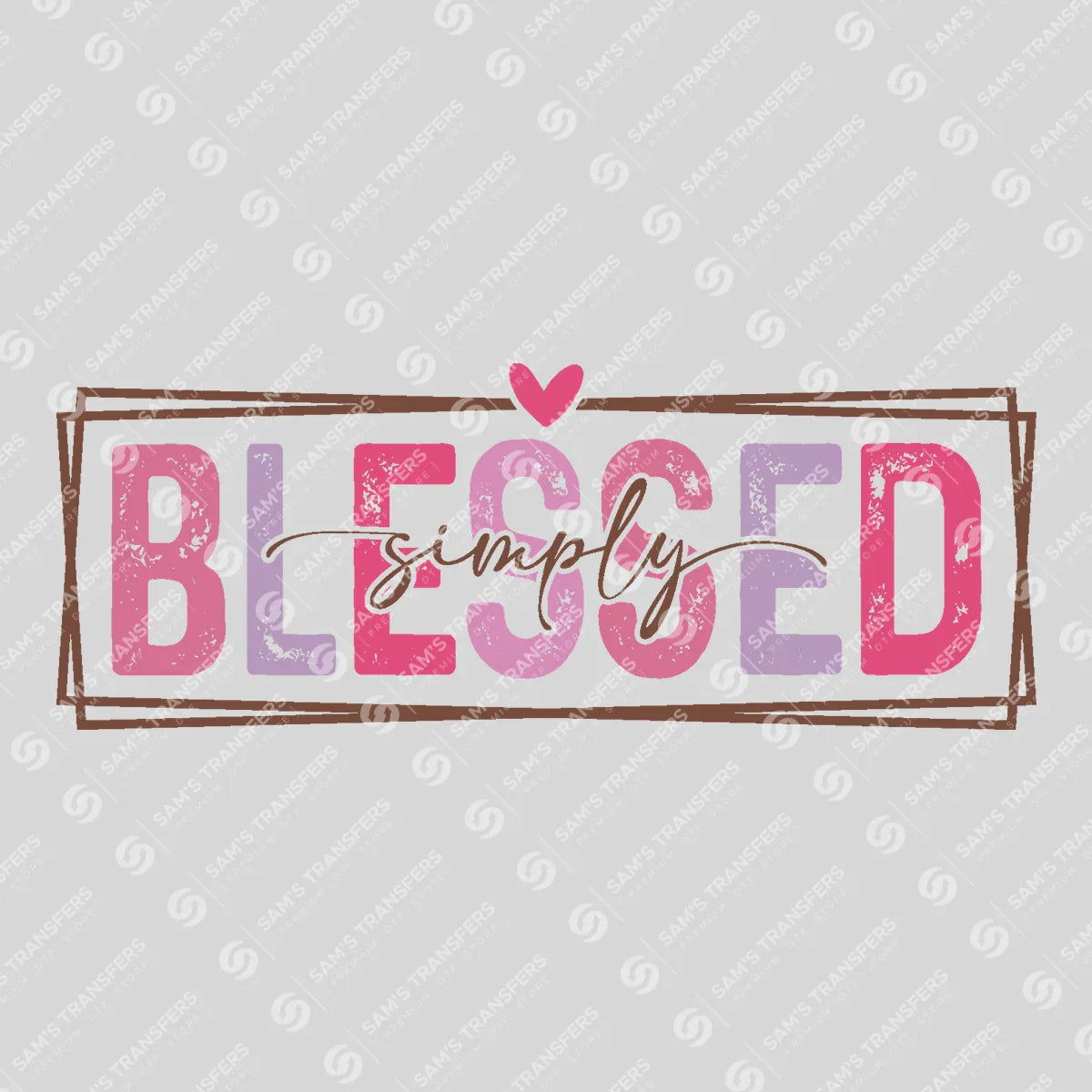 Apparel featuring a Simply Blessed-themed DTF transfer.