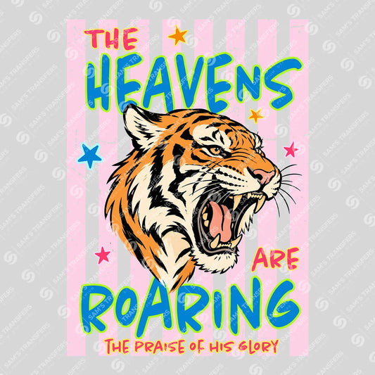 Apparel featuring a The Heavens Are Roaring-themed DTF transfer.