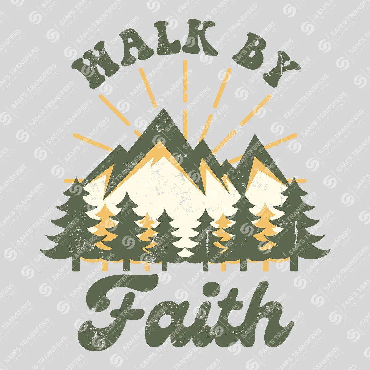 Apparel featuring a Walk by Faith-themed DTF transfer.