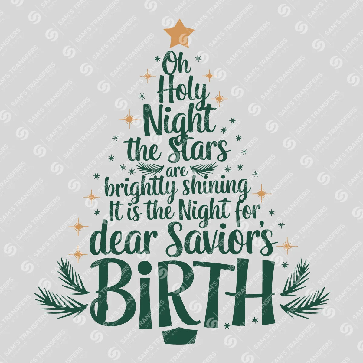 Apparel featuring a Oh Holy Night-themed DTF transfer.