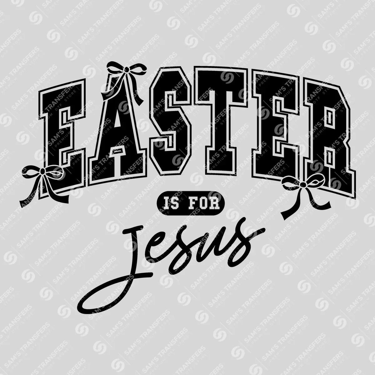 Apparel featuring a Easter Is for Jesus-themed DTF transfer.
