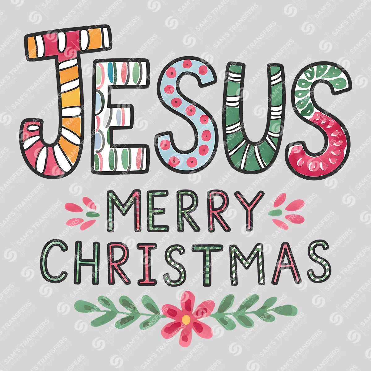 Apparel featuring a Jesus Merry Christmas-themed DTF transfer.