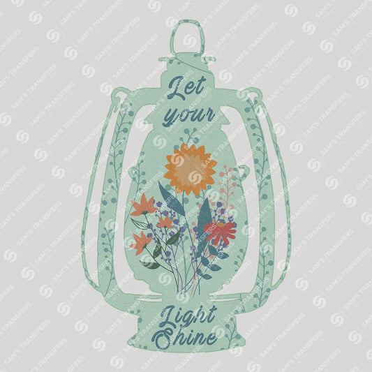 Apparel featuring a Let Your Light Shine-themed DTF transfer.