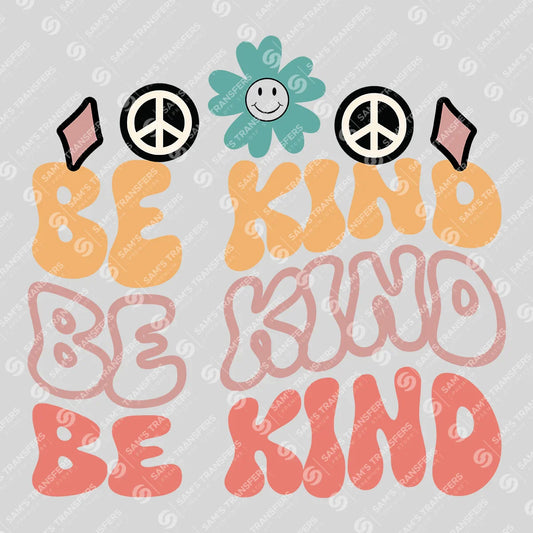 Apparel featuring a Be Kind-themed DTF transfer.