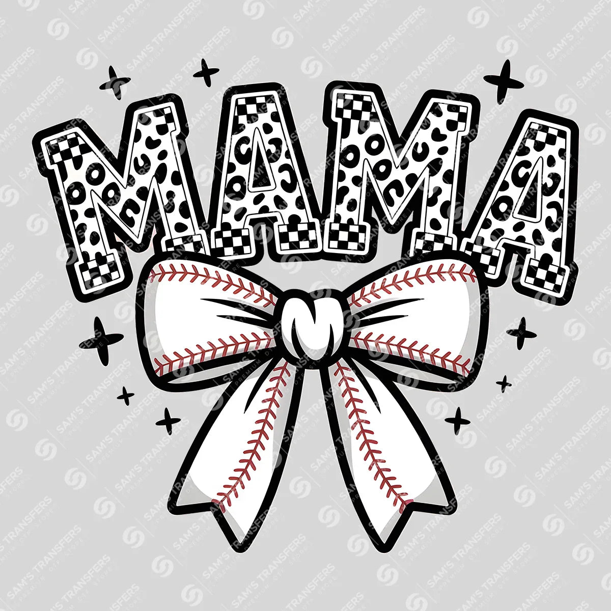 Apparel featuring a Baseball Mama-themed DTF transfer.