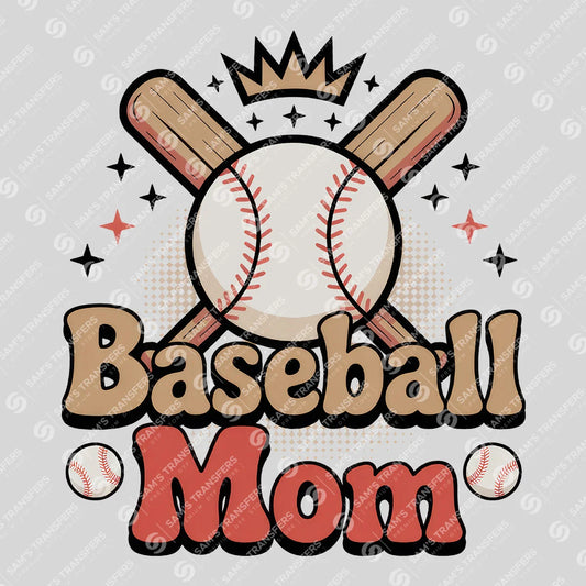 Apparel featuring a Baseball Mom-themed DTF transfer.