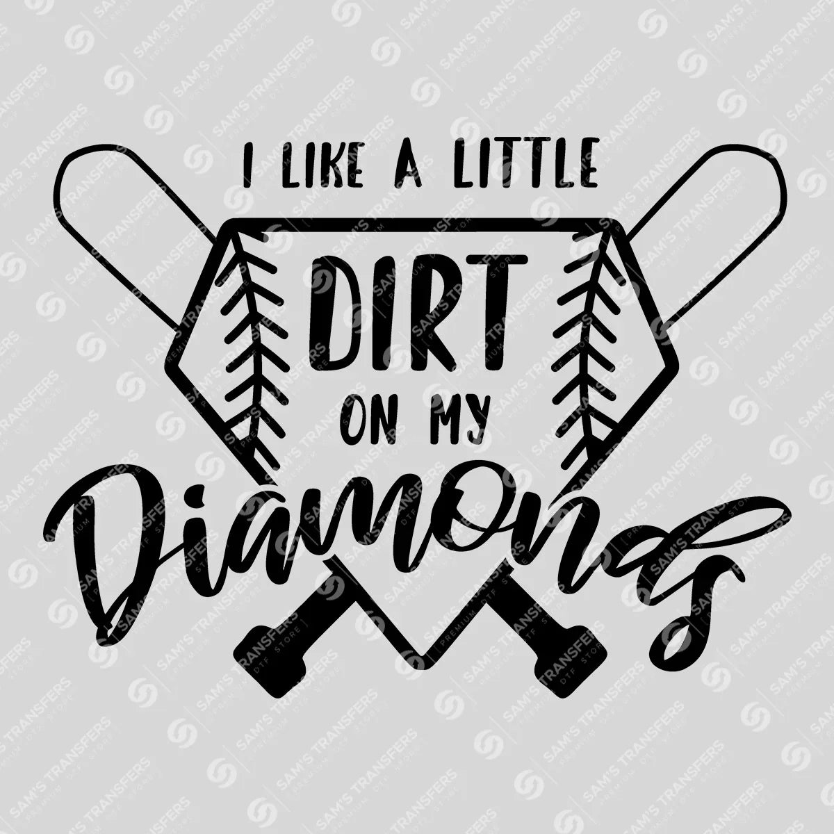 Apparel featuring a I Like a Little Dirt on My Diamonds-themed DTF transfer.