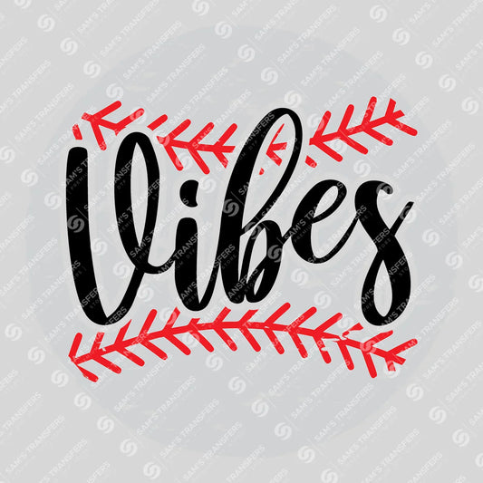 Apparel featuring a Baseball Vibes-themed DTF transfer.