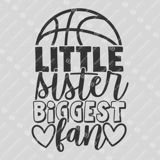 Apparel featuring a Little Sister Biggest Fan-themed DTF transfer.