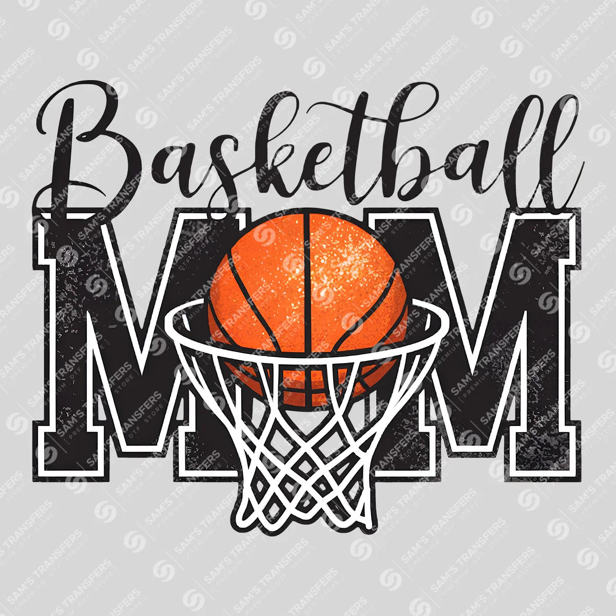 Apparel featuring a Basketball Mom-themed DTF transfer.