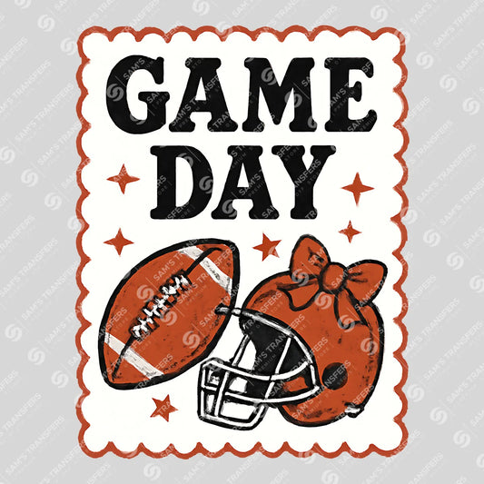 Apparel featuring a Game Day-themed DTF transfer.