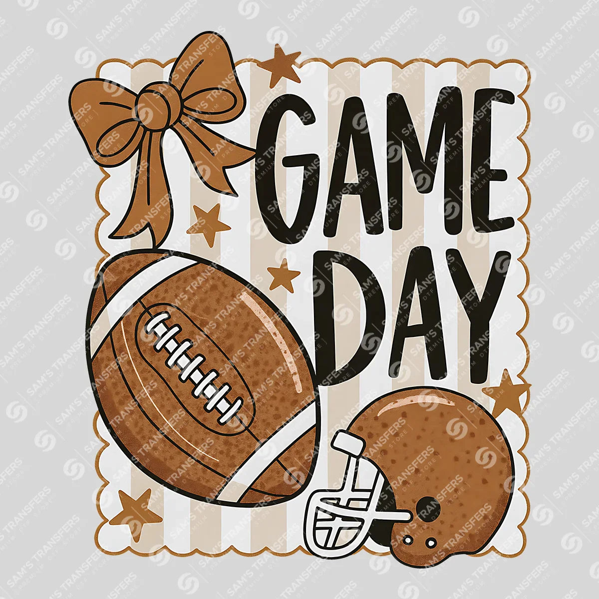 Apparel featuring a Game Day Football-themed DTF transfer.