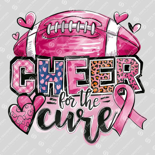 Apparel featuring a Cheer For The Cure Football-themed DTF transfer.
