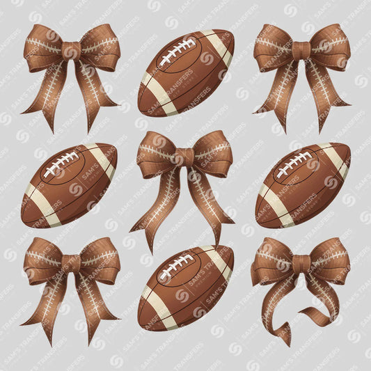 Apparel featuring a Football Bows Pattern-themed DTF transfer.