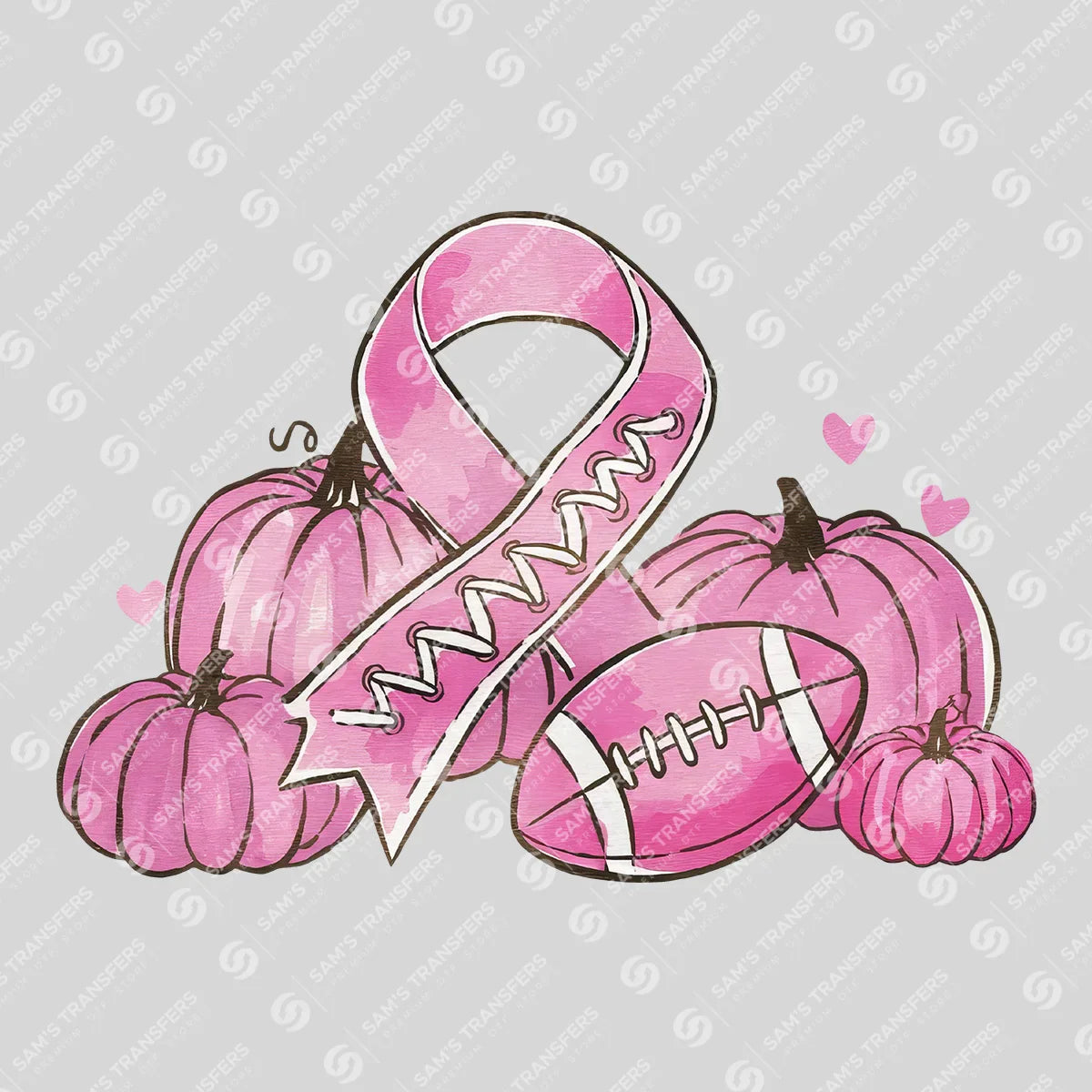 Apparel featuring a Pink Pumpkin Football-themed DTF transfer.