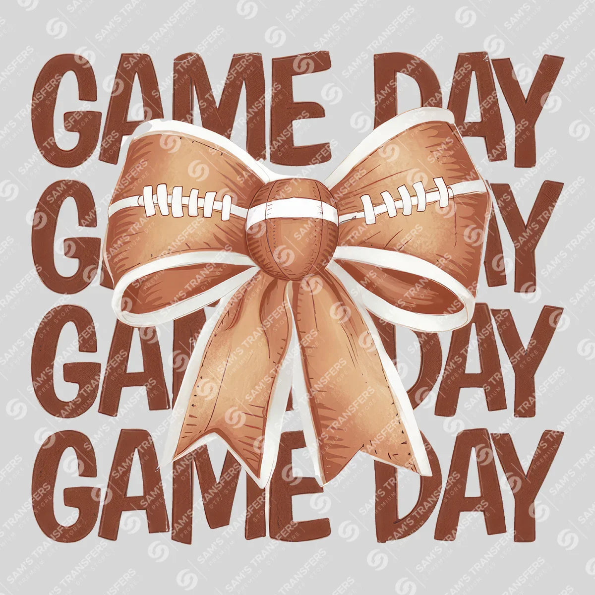 Apparel featuring a Game Day Coquette Bow-themed DTF transfer.