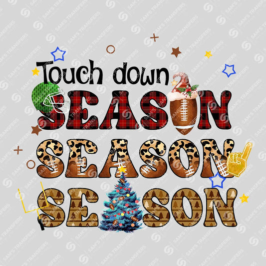 Apparel featuring a Touchdown Season Christmas-themed DTF transfer.