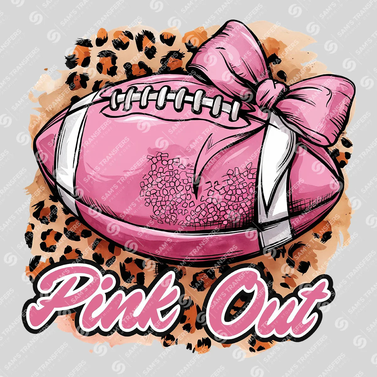 Apparel featuring a Pink Out Football Bow-themed DTF transfer.