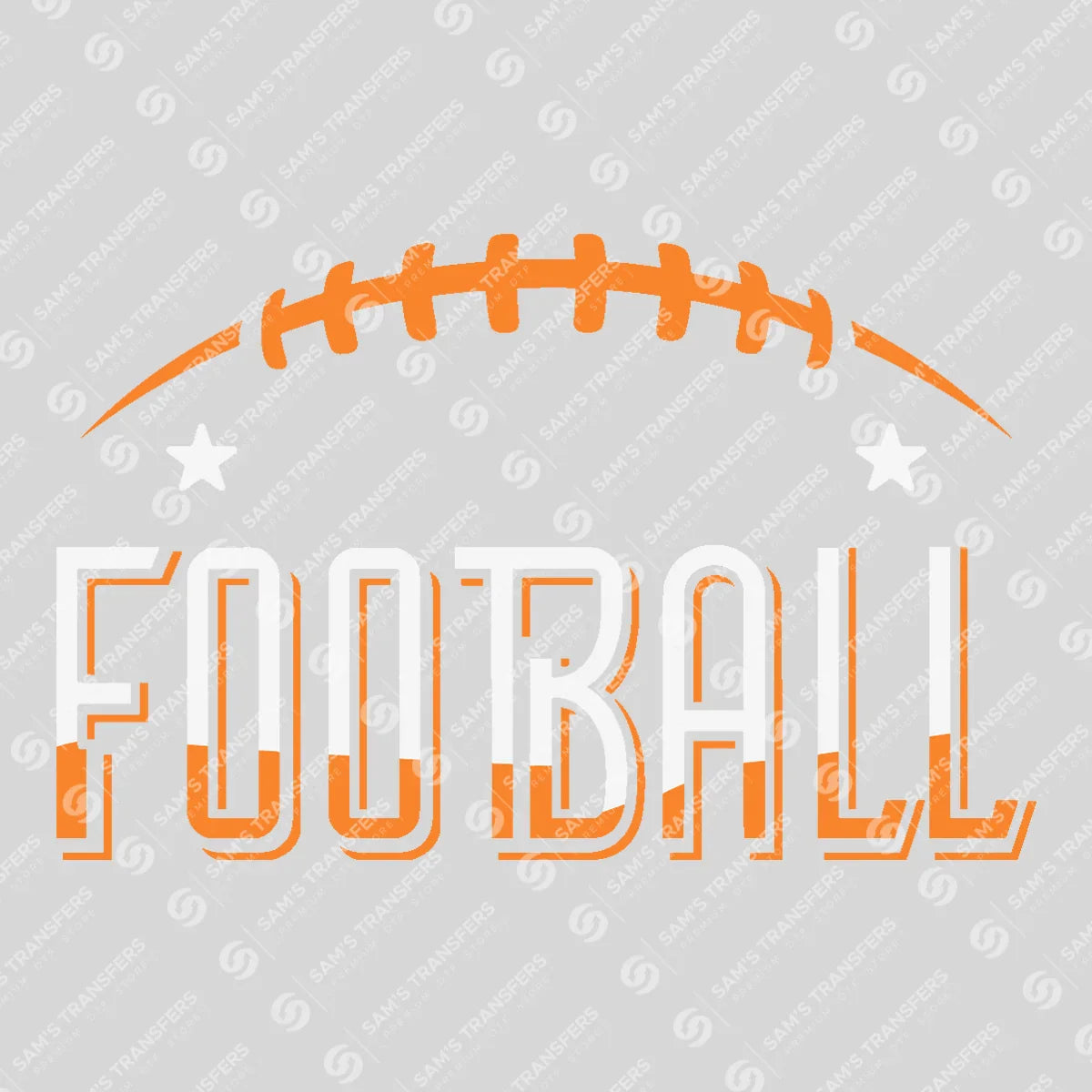 Apparel featuring a Football Stars Orange-themed DTF transfer.
