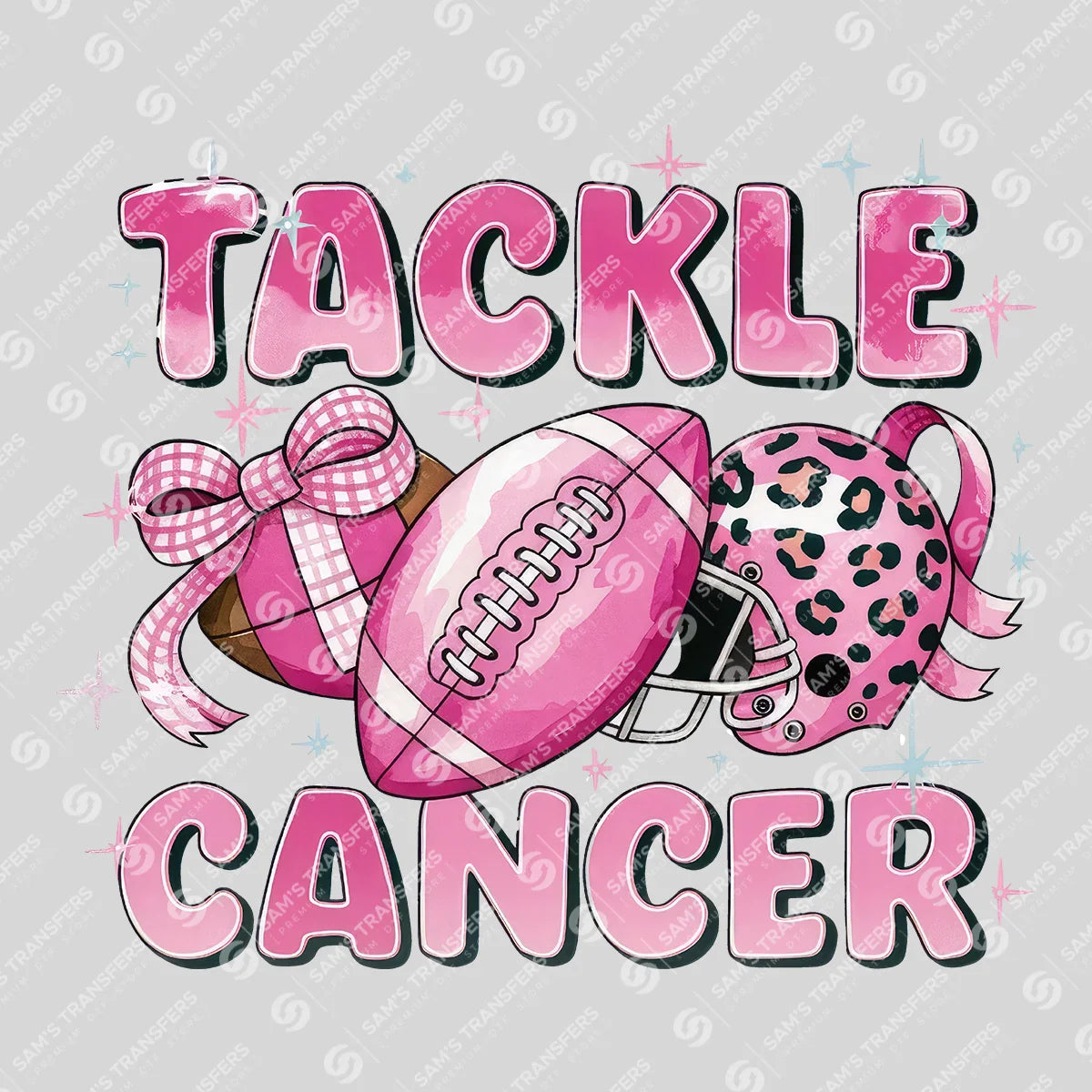Apparel featuring a Tackle Cancer Pink Bow-themed DTF transfer.