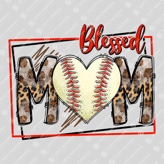 Apparel featuring a Blessed Mom Baseball-themed DTF transfer.