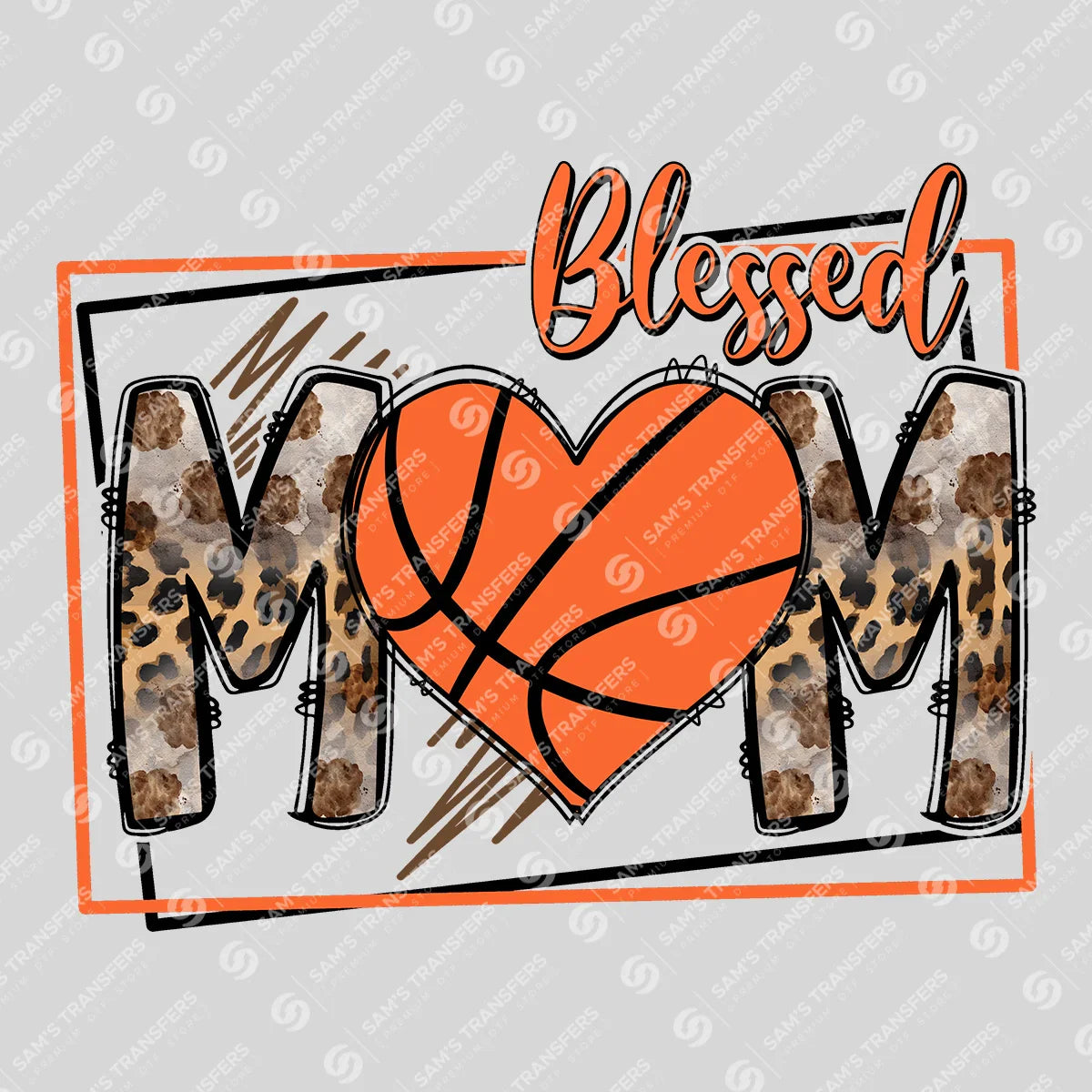 Apparel featuring a Blessed Mom Basketball-themed DTF transfer.