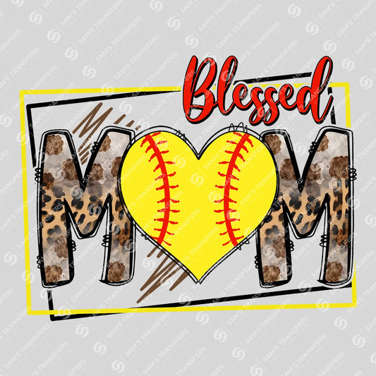 Apparel featuring a Blessed Mom Softball-themed DTF transfer.